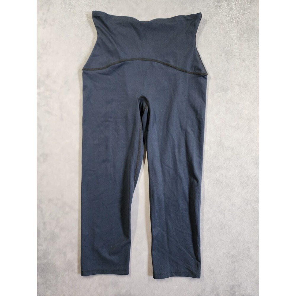 Spanx Leggings Womens Large Navy Blue High Waisted Cropped Activewear